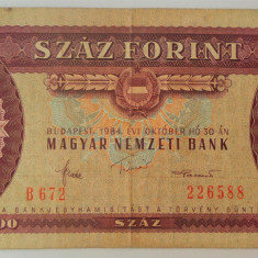 Bancnota 100 FORINTI - UNGARIA, anul 1984 *cod 219