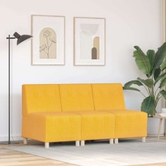 Unitate Sofa Modulară Fără Brațe 3 pcs Galben deschis