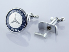 Emblema / Logo / Sigla MERCEDES BENZ - Pentru Capota - 45mm -albastru cu silver foto