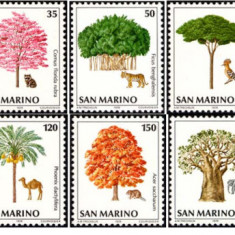 !!! SAN MARINO - ARBORI 1979 , 10 VALORI , SERIE COMPLETA - MNH / FLORA