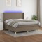 vidaXL Pat cu arcuri, saltea și LED, gri taupe, 180x200 cm, textil 3138737