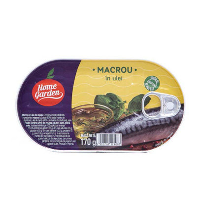 Macrou in Ulei, Home Garden, 170 g, Conserva de Macrou, Macrou in Ulei Home Garden, Home Garden Macrou la Conserva, Conserva de Peste Home Garden foto