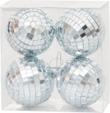 Set 4 globuri disco argintii MagicHome pentru bradul de Craciun, 8 cm