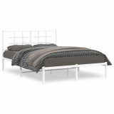 VidaXL Cadru de pat metalic cu tăblie, alb, 140x200 cm