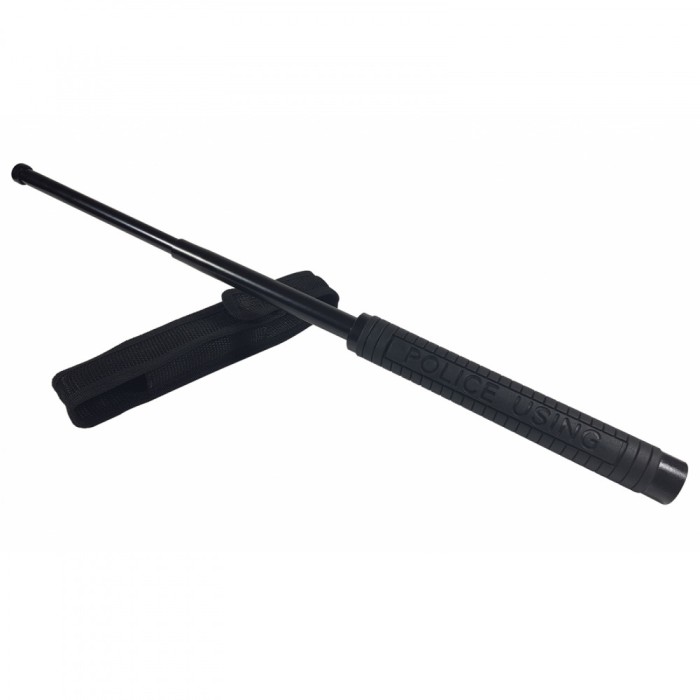 Baston telescopic IdeallStore&reg;, Police Force, otel inoxidabil, 50 cm, negru