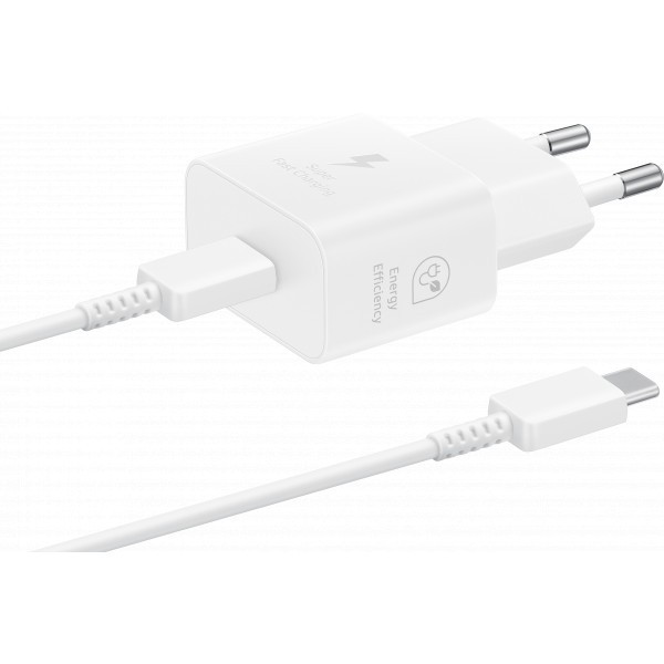 Incarcator Retea Cu Cablu USB-C Samsung, 25W, 3A, 1 x USB-C, Alb EP-T2510XWEGEU