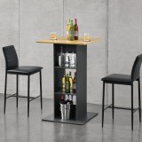 [en.casa] Masa bar Visby CL, 70 x 70 x 110cm, PAL melaminat, gri inchis/culoarea lemnului, cu 3 rafturi HausGarden Leisure