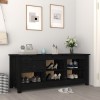 VidaXL Dulap pentru pantofi, negru, 110x38x45,5 cm, lemn masiv pin 814598