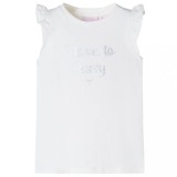 Tricou pentru copii cu m&acirc;neci cu volane, alb, 140