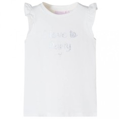 Tricou pentru copii cu m&acirc;neci cu volane, alb, 140
