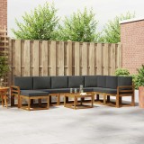 vidaXL Set de canapele de exterior cu pernă 9 pcs Natural și Antracit 3366850