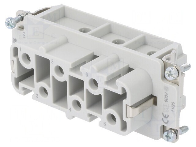 Conector dreptunghiular mamă 400V 41A 6 pini 6 PE