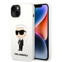 Husa Karl Lagerfeld iPhone 14 Plus Silicone, Ikonik, alb, KLHCP14MSNIKBCH foto