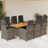 vidaXL Set mobilier grădină cu perne, 9 piese, gri, poliratan 3212507