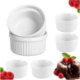 Set 6 vase ramekin, boluri termorezistente, ceramica, 200 ml, 9x4.6 cm