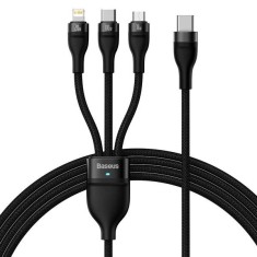 CABLU alimentare si date Baseus Flash Series II One-for-three, pt. smartphone, USB Type-C la Micro-USB+Lightning+USB Type-C 100W, 1.5m,negru &quot;CASS0302