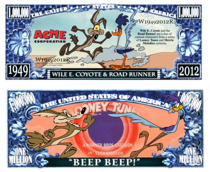 SUA = FANT. NOTE (TJ6) = DESENE ANIMATE : WILE COYOTE &amp; ROAD RUNNER - 2012 - UNC
