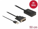 Adaptor DVI la Displayport 4K30Hz cu HDR T-M, Delock 63189