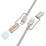 Cablu Date si Incarcare USB-C / Lightning - USB-C / Led HOCO U138, 60W, 1.2m, Gri, Apple