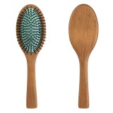 Perie Păr Ovala, Lemn, Maro, Bază Verde, 24 cm