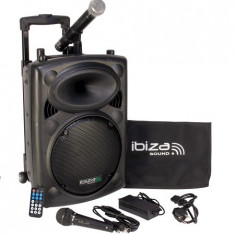 Boxa portabila ibiza 500w, bt, usb, mp3, vox, 2 microfoane, husa foto