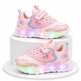 Cumpara ieftin Adidasi sidefati cu luminite - Pink hearts (Marime Disponibila: Marimea 24)