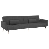 Cumpara ieftin Canapea extensibila cu 2 locuri, 2 perne, gri inchis, catifea