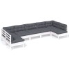 Set mobilier gradina cu perne, 7 piese, alb, lemn masiv de pin