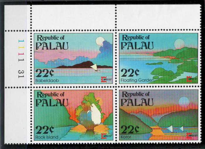 Palau 1987 Mi 188/91 block MNH - Peisaje