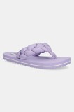 Tommy Jeans slapi BRAIDED THONG BEACH SANDAL culoarea violet, cu toc plat, EN0EN02877