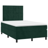 Cumpara ieftin Pat box spring cu saltea, verde inchis, 120x190 cm, catifea