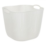Coș Depozitare Plastic, Model Lanț, Alb Perlă, Capacitate 38L, M&acirc;nere Integrate, Oem