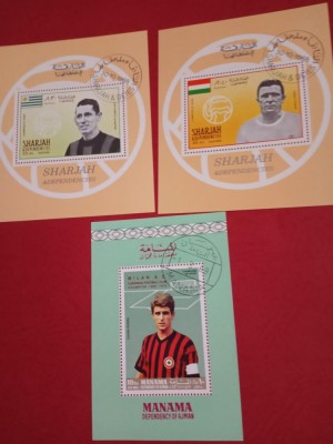 SHARJAH/MANAMA, FOTBALIȘTI - 3 COLIȚE ȘTAMPILATE foto