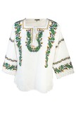 Bluza tip ie traditionala, dama, ML26, marime XL, alb/maro havana