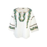 Bluza tip ie traditionala, dama, ML26, marime 3XL, alb/maro havana