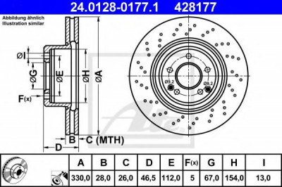 Disc frana MERCEDES C-CLASS T-Model (S203) (2001 - 2007) ATE 24.0128-0177.1 foto