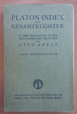Otto Apelt - Platon - Index als Gesamtregister foto