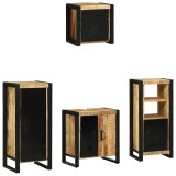 Cumpara ieftin Set de mobilier pentru baie 4 pcs Maro Lemn de mango solid