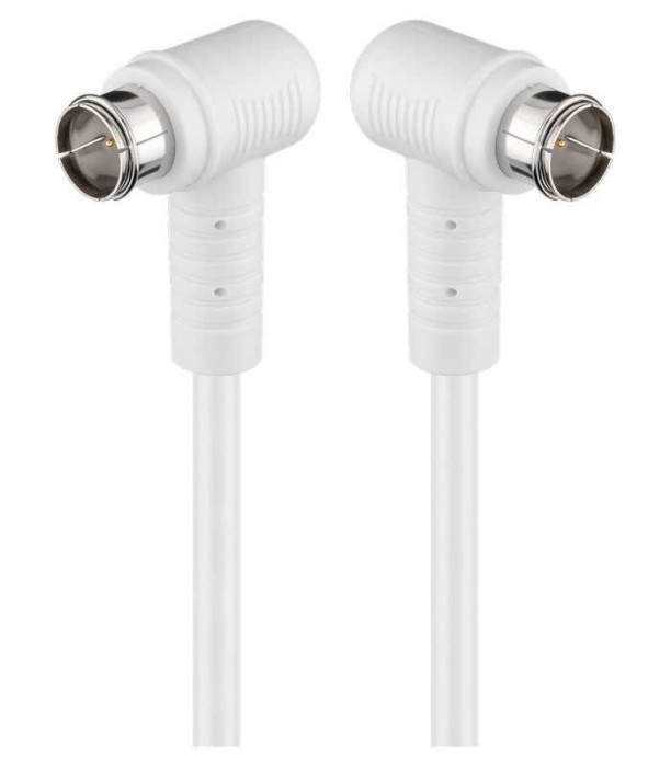 Cablu antena SAT 90 grade 80dB dublu ecranat 1.5m F tata rapida 90 - F tata rapida 90 complet ecranate alb Goobay 67341