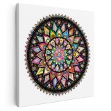 Tablou canvas cerc mandala forme geometrice, multicolor 1339 Tablou canvas pe panza CU RAMA 100x100 cm