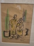 Tablou Aurel Jiquidi - Negustori (pastel)