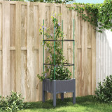 VidaXL Jardinieră de grădină cu spalier, gri, 40x40x142,5 cm, PP