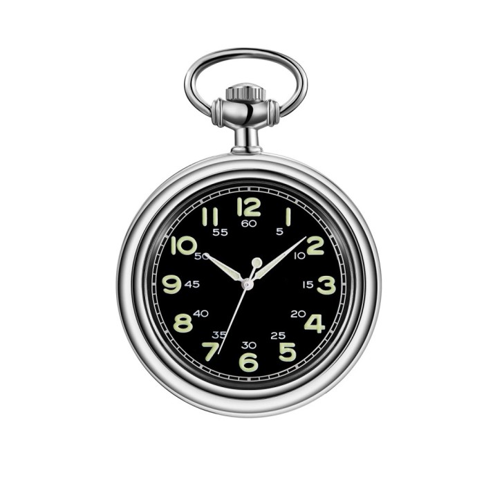 Ceas de buzunar Gorben PM003 Argintiu - Mecanic, Afisaj cu Cifre Arabe, Cu Lant Vintage Retro