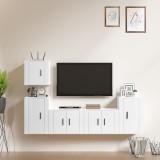 vidaXL Set dulap TV, 5 piese, alb extralucios, lemn prelucrat