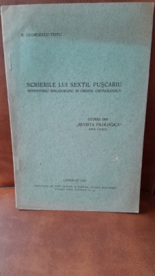 Scrierile lui Sextil Puscariu, repertoriul bibliografic in ordine cronologica - N. Georgescu Tisti foto