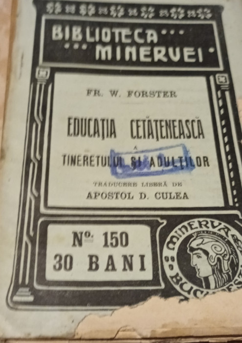 EDUCATIA CETATENEASCA FORSTER BIBLIOTECA MINERVA