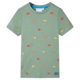 Tricou pentru copii cu m&acirc;neci scurte, kaki, 140, vidaXL
