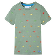 Tricou pentru copii cu m&acirc;neci scurte, kaki, 140