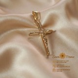 Cruciulita Sacra Fides cu Iisus A n relief 3D, placata cu aur 18K, 3 cm , Brazilia