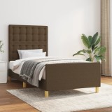 vidaXL Cadru de pat fără saltea, maro &icirc;nchis, 90x200 cm, textil